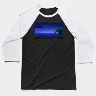 Night Break Beach Scenery - Night Time Anime Landscape Painting Baseball T-Shirt